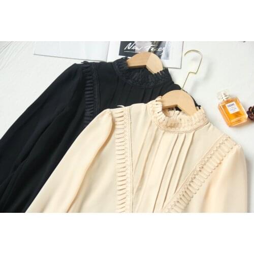 Elegant fairy spring new palace lace Lantern Sleeve drop Chiffon Long Sleeve Shirt