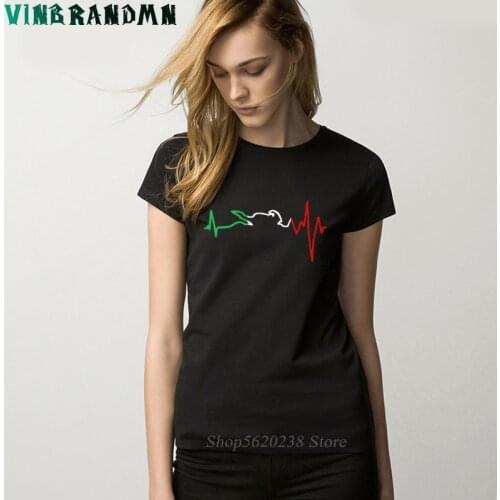 Colorful String Diagram Motorcycle Heartbeat Womens T shirts EKG heartbeat Line Design In Italian Flag Colors T-shirt Camisetas