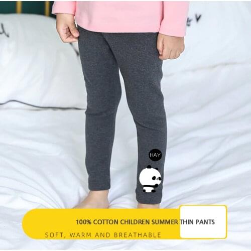 Girls Leggings 100% Cotton Boys Trousers Fille Kids Pants Girls Pants Panda Print Cartoon Pattern Children Leggings Trousers 10