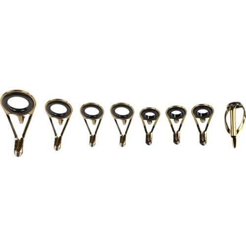 Hot 1set Golden Fishing Rod Guides Line Rings Fishing Rod Repair Kit DO2