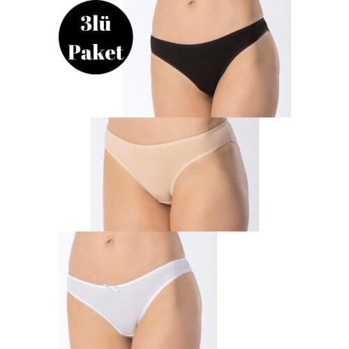 LUXXA 3'LÜ DSQ BACK LACE DETAILED WOMEN UNDERWEAR THE LINEN kit