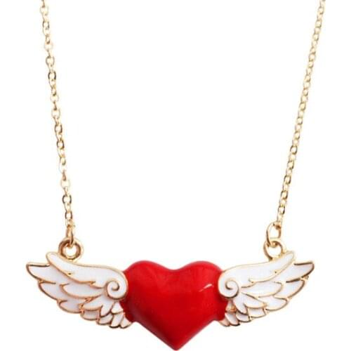 Metal Enamel Cute Angel Wing Choker Necklace White Wing Pendant Choker Necklaces For Women Lady Girls Children Kids Gifts