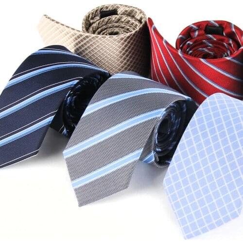 2019 Brand New Mens Fashion Neck tie Suit Business 7CM Width Striped Tie Black Wine Red Exquisited Neck Tie with Gift Box