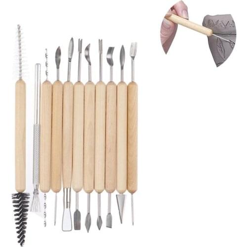11pcs Clay Sculpting Kit Modeling Carved Tool Sculpt Smoothing Wax Carving Pottery Ceramic Tools Polymer Shapers Perfect