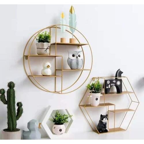 Wall Hanging Storage Shelf Organizer Wrought Iron Decoration Shelves Creative Wall Decor Living Room Bedroom Home Storage Rack