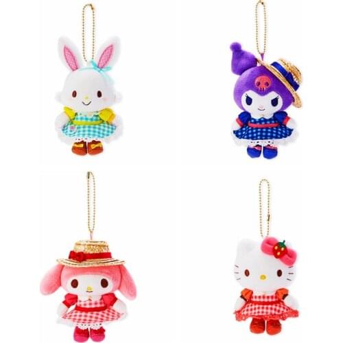 New Kawaii Anime Straw hat Rabbit Dog Demon Plush Keychain Kids Stuffed Toys Small Pendant For Children Gifts 12CM