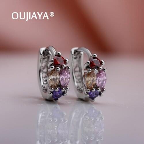 OUJIAYA new Anniversary Water Drop Earrings Silver color Natural Zircon Women Dangle Earrings Wedding Girl Party Jewelry A107