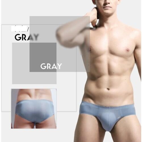 Solid Color Mens Sexy Seamless Underwear Shorts Underpants Breathable Perspective Thongs Homme Srting Underwear Leisure Panties
