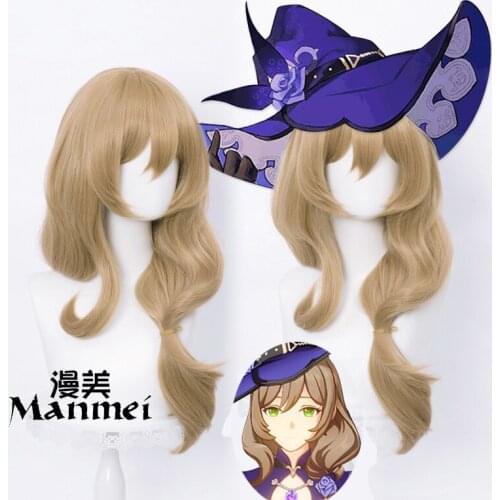 Hot Game Genshin Impact Lisa Micro Roll Flax Cosplay Wig Hair Synthetic High Temperature Soft Hair Silk Cosplay