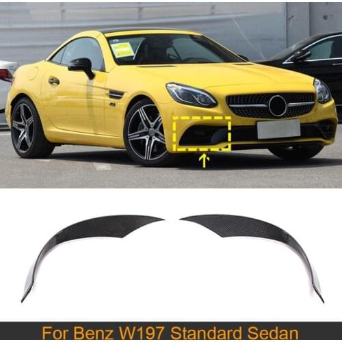 Carbon Fiber Front Bumper Canards Splitters for Mercedes-Benz SLC Class W197 SLC300 Sedan Standard 2017-2019 Air Vents Fins