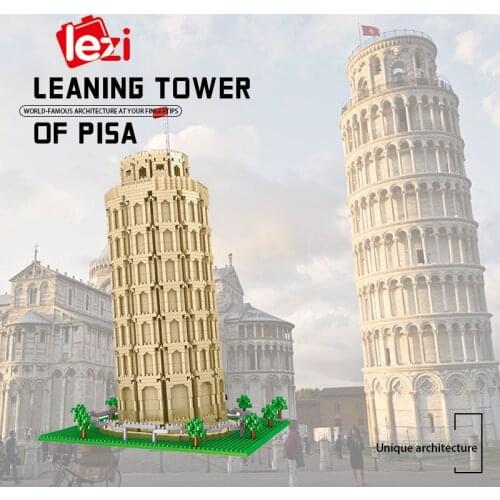 The Leaning Tower of Pisa LEZI World Famous Mini Micro Building Blocks Street View Architecture Model Bricks Children Toy Gift