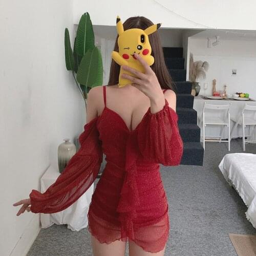 Swimming Suit For Women Push Up Korean Style Swimwear Dress One Piece High Waist Swim One Piece Girl Swimsuit Push Up Red Lycra