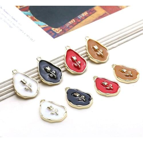 Zinc Alloy Enamel Charms Rose Flowers Irregular Coin Charms 10pcs/lot For DIY Fashion Jewelry Making Finding Accessories