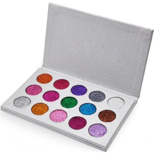 15 Color Pressed Glitter Eyeshadow Palette Glitter Shinning Eye Shdow Makeup Palette Pigment Shimmer Smokey Eye Make Up Cosmetic