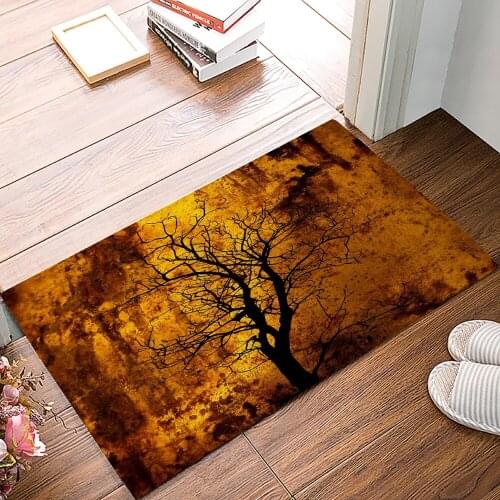 Retro Black Trees Silhouettes Doormat Kitchen Living Room Floor Rug Bathroom Non-slip Foot Mat Entrance Hall Welcome Carpet