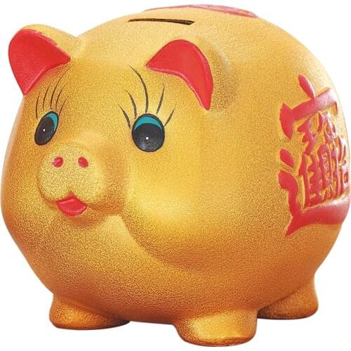Golden Pig Storage Tank Large Capacity Cartoon Pig Piggy Bank Creative Birthday Gift Animal Dispensador De Monedas 2019 GG50cq