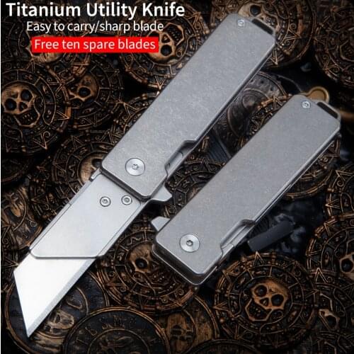 Titanium alloy quick-opening folding knife outdoor rescue tool knife multifunctional high hardness portable self-defense knife