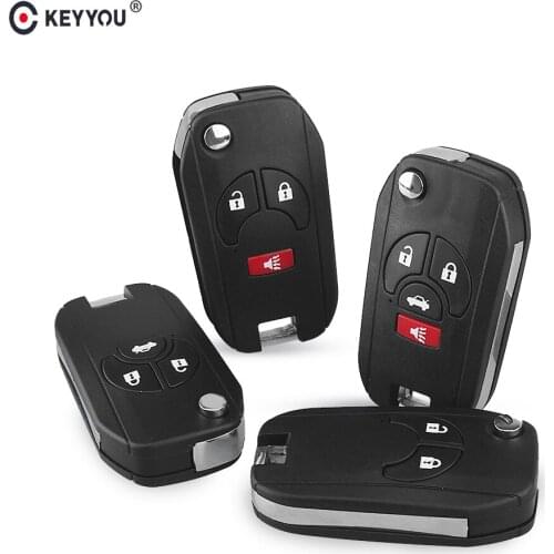 KEYYOU 2/3/4 Buttons Replacement Flip Remote Folding Car Key Shell For Nissan Versa Sentra Altima Maxima Fob Key Cover Case