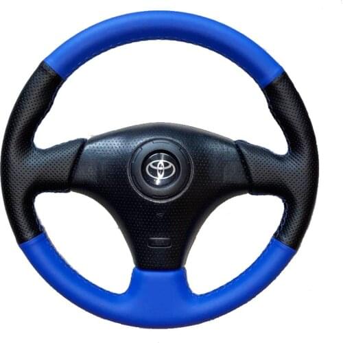 Dark Blue & Black Hole Lether Steering Wheel Hand-stitch on Wrap Cover For Toyota RAV4 03-05 Celica 03 Lexus IS200 300 1999-05