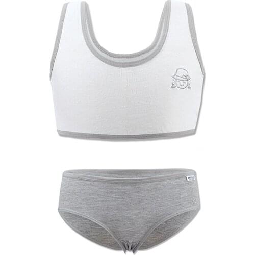 Girls Training Bras And Panty Cotton Sets Teenage Girls Bra + Panties Teens Kids Puberty Kid Bra Panties Underwear 8-18Years Old