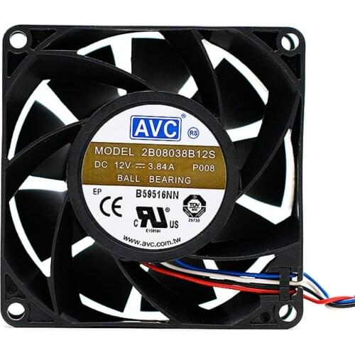 Server cooling fan 2B08038B12S 8038 12V 3.84A PWM 4 PIN