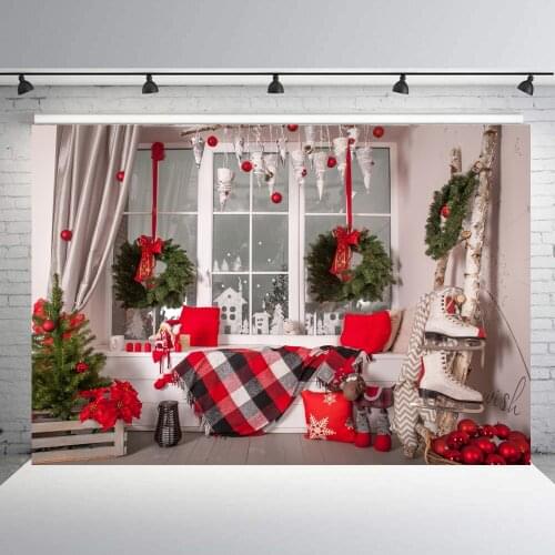 Vinyl Indoor Christmas backdrop Xmas photography background family portrait picture photo booth studio party event decoration
