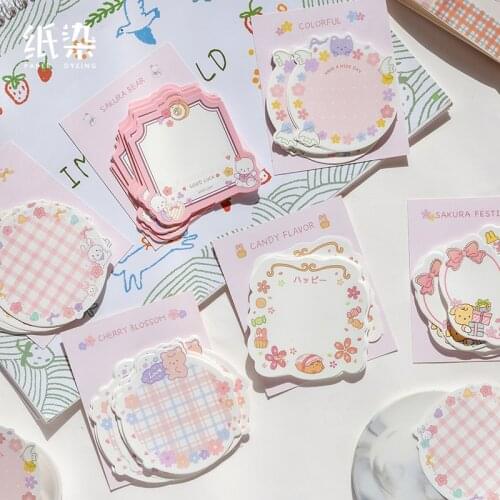 Japanese Paper Cute teenage girl message Sticky Notes Kawaii Stationery Cute Memo Pad Notepad Office Decoration Office Supplies