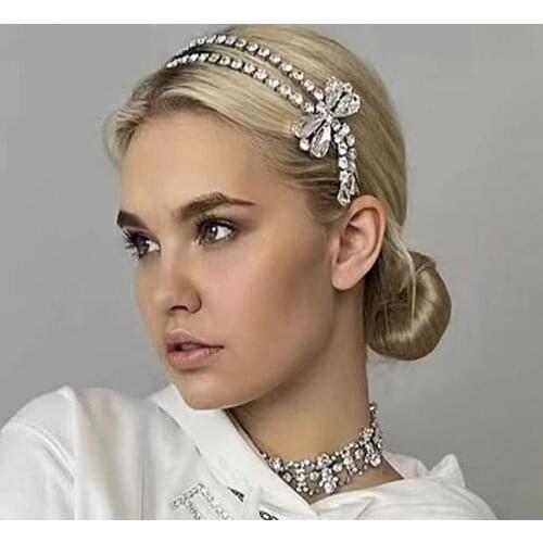 Rhinestone Head Chain Jewelry Butterfly Headband HeadPiece for Women Novelly Crystal Hair Band Adjustable Hair Accessories