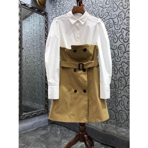 New Korean Fashion 2 Piece Set 2021 Autumn Casual Work Sets Women Turn-down Collar Long Sleeve White Shirts+Strapless Dress Set