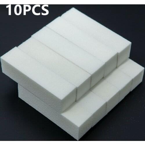10Pcs White Nail Art Buffer Blocks Sanding Polishing Sponge Nail Files Fingernail Toe Buffing Grinding Manicure Tools