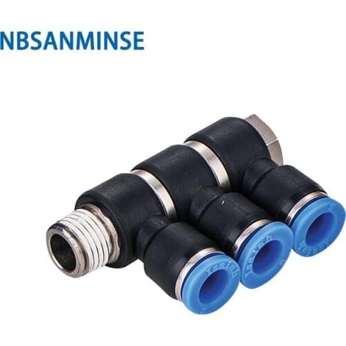 10Pcs/Lot PHT 3 1/2 Universal Triple Branch Union Fittings Plastic 0 ~ 1.0MPa Air Push Pneumatic Fitting NBSANMINSE
