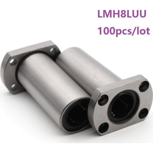 100pcs/lot LMH8LUU Long Type Oval Flange linear motion ball bearing bushing for CNC 3D printer Linear Rod