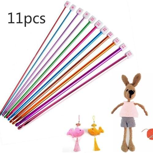 2020 Colors 11 Pcs/ Afghan Knitting Tools Tunisian Hooks Set Kit Aluminum Set Needle Needles Crochet Assorted