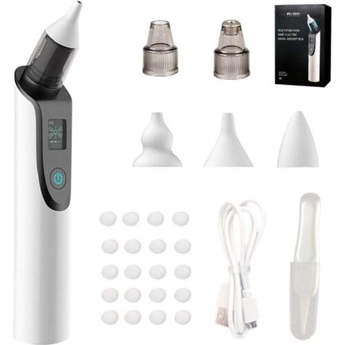 2 in 1 Baby Electric Nasal Aspirator Newborn Baby Nose Cleaner Adult Blackhead Remover 3 Speed Adjustable 5 Replaceable Tips