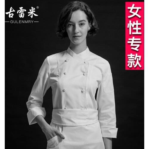 2020 spring classical women white chef jackets restaurant baker work clothes
