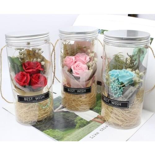3-Color Soap Rose LED Wishing Bottle Artificial Flower Valentines Day Mothers Day Gift Aromatherapy Rose Home Decoration