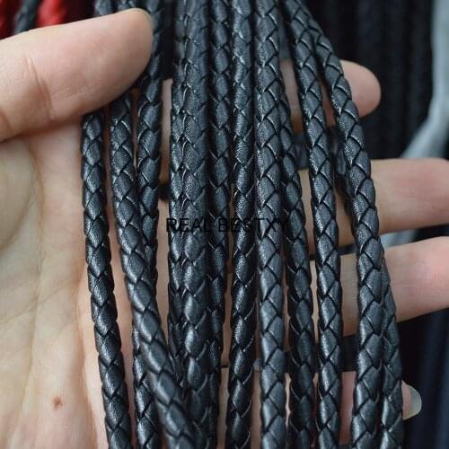 5m/Lot Approx : 5mm Black Braided Leather Rope String Cord For Bracelet Jewelry Craft Making DIY Findings Wholesale