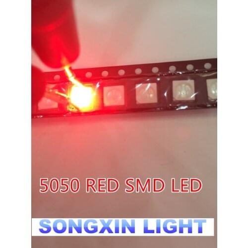 500PCS/LOT 2015 Surface Mount New Real Rushed free Shipping 5050 Red Smd Plcc-6 3-chips Ultra Bright Light-emitting Led Diodes