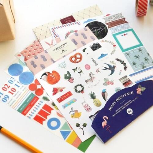 9 Sheets Stationery Stickers Diary Deco Pack Home Decoration Sticker DIY Tool Letter Envelope Seal Label bullet Journal Supplies