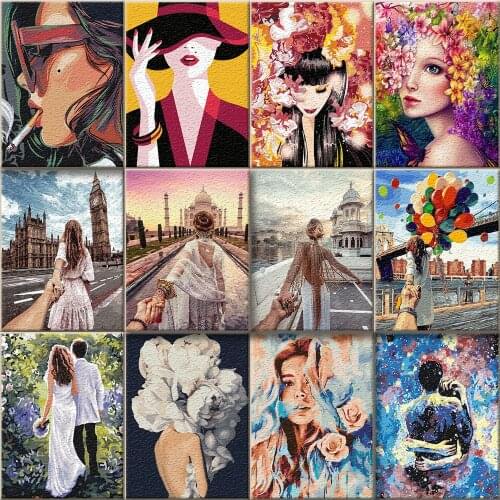 Abstract And Elegant Woman Oil Paintings By Numbers Home Decorative Figures Painting On Canvas Handmade Christmas Gifts 40×50CM