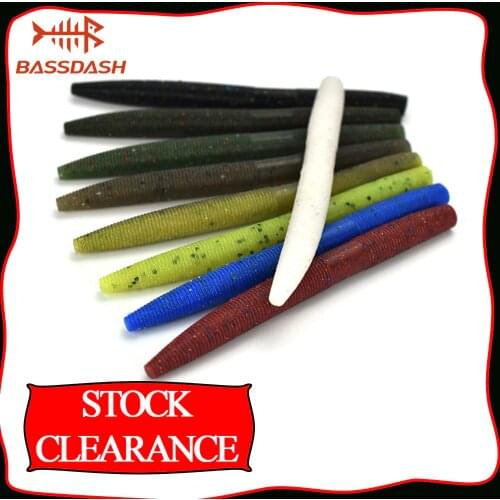 Bassdash Senko Worms 4in (10.2cm) / 5in (12.7cm) Soft Stick Bait Bass Fishing Lures 9 Colors, Pack of 10