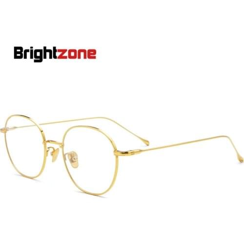 Brightzone Fashion Men Accessories Women Myopia Frame Pure Titanium Vintage Round Optical Computer Glasses Eyeglasses Tmall