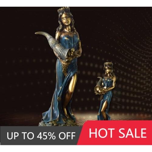 Bronze Greek Goddess of Destiny Statue Fortune Goddess Resin Sculpture Decoration Desktop Home Decoration Gift