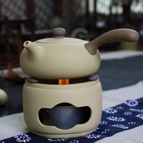 Kung Fu tea set tea maker yellow pottery alcohol furnace teapot warmer with alcohol lamp with pot holder