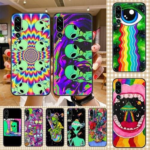 Cartoon Space Alien Phone case For Huawei P Mate P10 P20 P30 P40 10 20 Smart Z Pro Lite 2019 black pretty bumper silicone prime