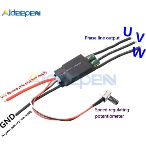 DC 7-24V 200W BLDC 3 Phase Brushless Motor Driver Hallless DC Motor Drive Board Speed Controller Regulator with Potentiometer