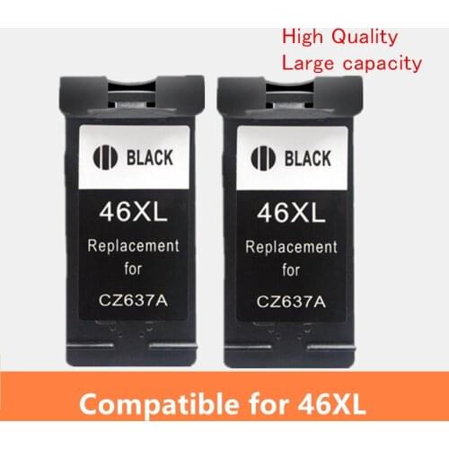 2Pack Black 46XL Ink Cartridge compatible For hp46 for HP 46 DeskJet 2520hc 2020hc 2025hc 2029 2529 4729 Printer