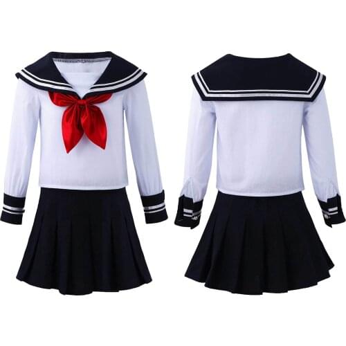 School Girls Uniform Clothes Set White Shirts Tops with Pleated Skirt Suits Chorus Stage Girls Clothes For 4 6 8 10 12 14 16 Yrs