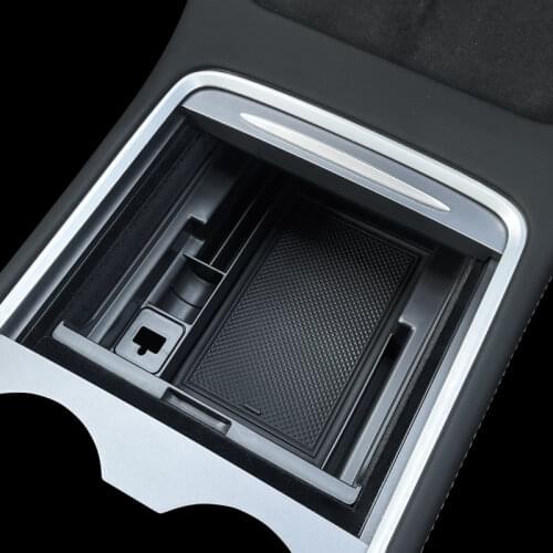 Oceqnus For Tesla Model 3 Y 2021 Storage Box Car Central Armrest Flocking/ABS Storage Box Organizer Model 3 2021 Accessories