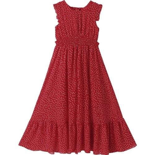 Red Flower Newborn Chiffon Girl Dress Cotton Vintage Off Shoulder Girls Dress Summer Kids Party Robe Enfant Clothing BW50DR